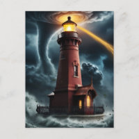 Leuchtturm aus rotem Ziegelstein in Tornado