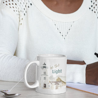 Leuchtturm "Be the Light" Wasserfarbe Motivierend Kaffeetasse
