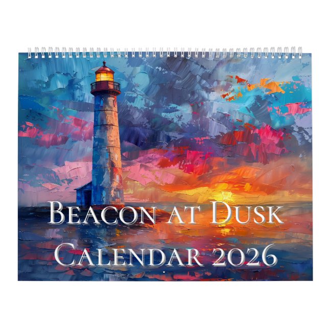 Leuchtturm bei Dämmerung Kalender 2026 (Titelbild)