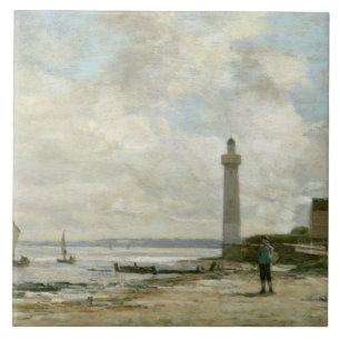 Leuchtturm bei Honfleur, 1864-66 (Öl auf Platte) Fliese