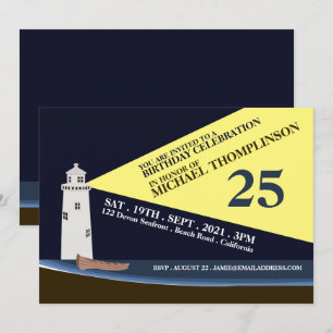 Leuchtturm bei Nacht, Beach Birthday Party Einladung