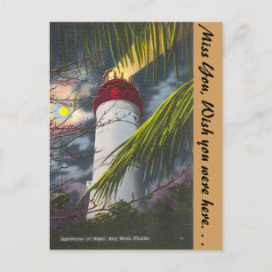 Leuchtturm bei Nacht Key West, Florida Postkarte