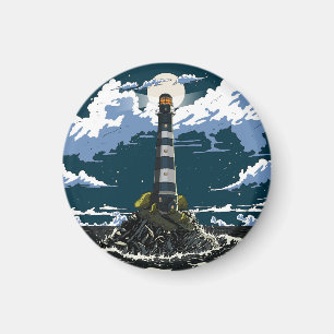 Leuchtturm bei Nacht Magnet