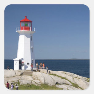 Leuchtturm bei Peggy's Cove, Nova Scotia, Kanada. Quadratischer Aufkleber