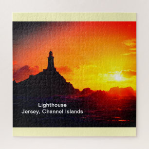 Leuchtturm bei Sonnenuntergang in Jersey Puzzle