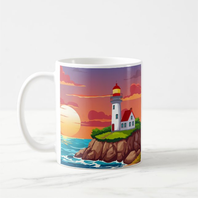 Leuchtturm bei Sonnenuntergang Kaffeetasse (Links)