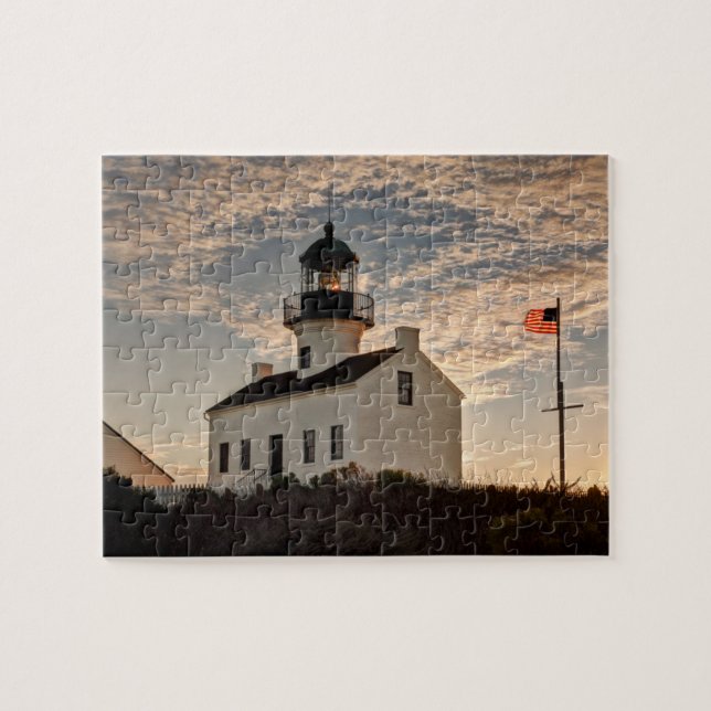 Leuchtturm bei Sonnenuntergang, Kalifornien Puzzle (Horizontal)