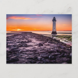 Leuchtturm bei Sonnenuntergang Postkarte