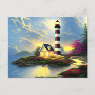 Leuchtturm bei Sunset Beautiful Beach Landschaft Postkarte