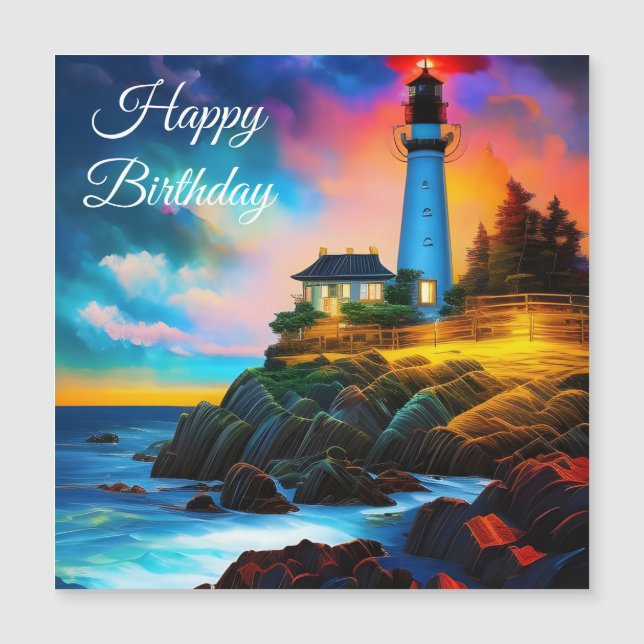 Leuchtturm bei Sunset Magnetkarte (Vorderseite)