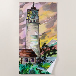 Leuchtturm bei Sunset Strandtuch