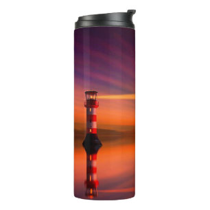 Leuchtturm bei Sunset Thermosbecher