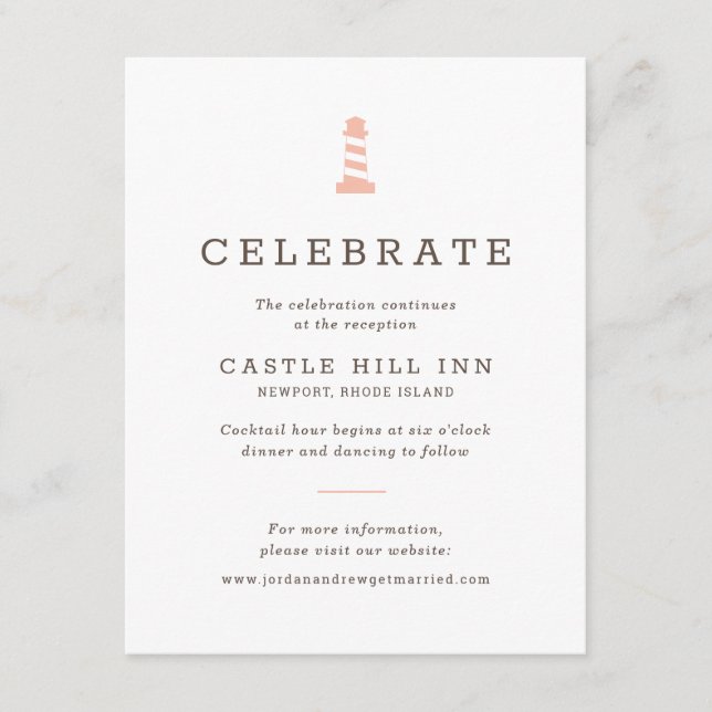 Leuchtturm-Beilage für Nautical Beach Wedding Begleitkarte (Vorderseite)