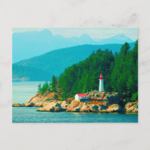 Leuchtturm-Bergmalerei Vancouver BC Postkarte
