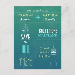 Leuchtturm Blue Save the Date Card Ankündigungspostkarte