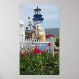 Leuchtturm, Blume und Ozeandruck Poster