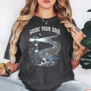 Leuchtturm-Blumen-Nacht Himmel - Führe deine Seele T-Shirt