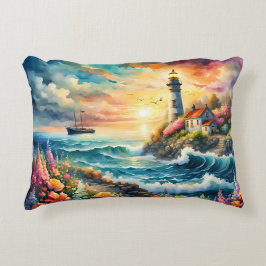 Leuchtturm Blumengarten am Meer Dekokissen