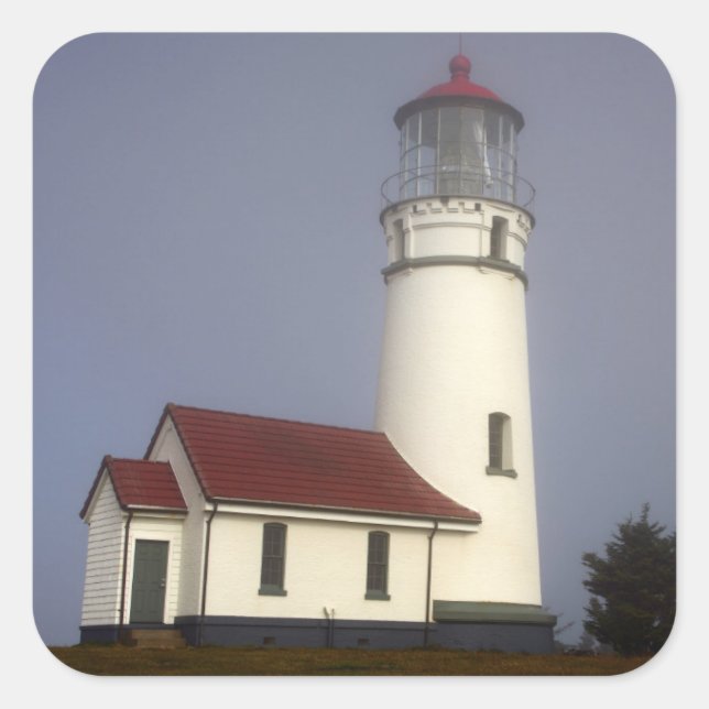 Leuchtturm, Cape Blanco, Cape Blanco Staat Park Quadratischer Aufkleber (Vorderseite)