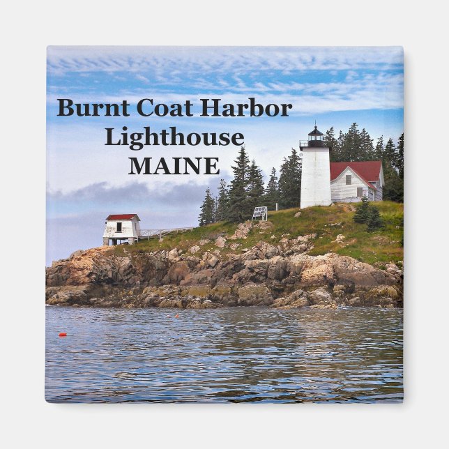 Leuchtturm des Hafens Burnt, Maine Magnet (Vorne)