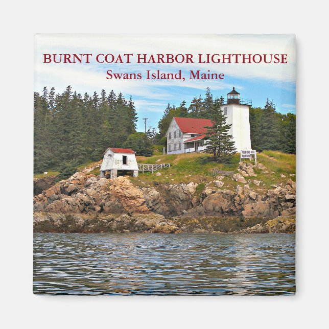 Leuchtturm des Hafens Burnt, Maine Magnet (Vorne)