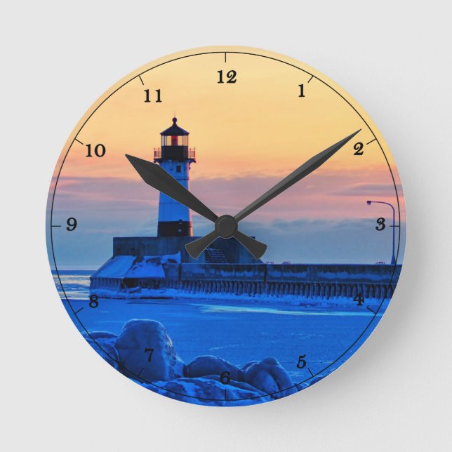 Leuchtturm Duluth Minnesota Lake Superior Runde Wanduhr (Vorderseite)