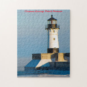 Leuchtturm Duluth Minnesota.Weihnachtsgrüße Puzzle