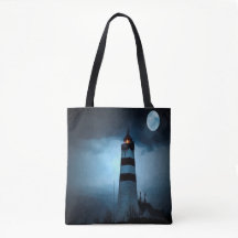 Leuchtturm dunkle Nacht mit Mond