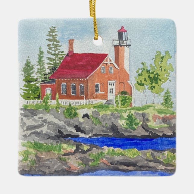 Leuchtturm Eagle Harbor Keramikornament (Vorderseite)
