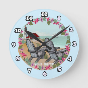 Leuchtturm Floral Noon Runde Wanduhr