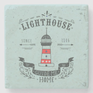 Leuchtturm führen mich Zuhause-Plakat Steinuntersetzer