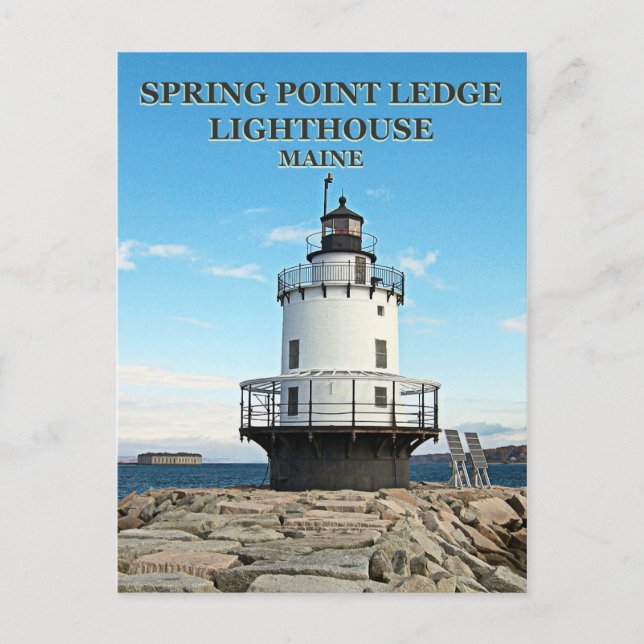 Leuchtturm für Frühjahrspunkte, Maine Postcard Postkarte (Vorderseite)
