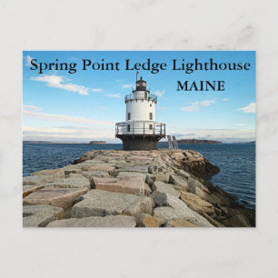Leuchtturm für Frühjahrspunkte, Maine Postcard Postkarte
