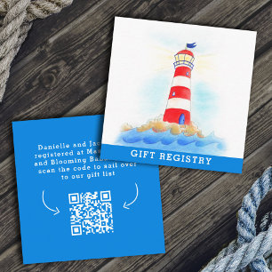 Leuchtturm für Nautical Baby Dusche Blaue Registri Begleitkarte