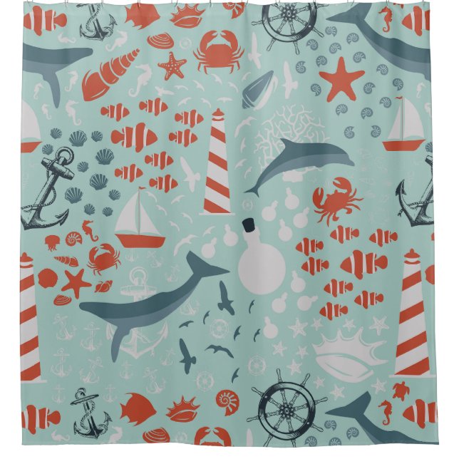 Leuchtturm für Seeschifffahrt Duschvorhang (Vorderseite)