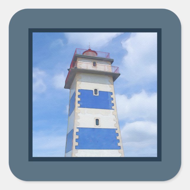 Leuchtturm für Wasserfarben Quadratischer Aufkleber (Vorderseite)