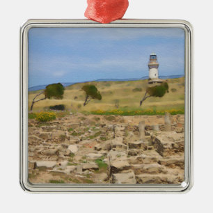Leuchtturm für Wasserfarben Silbernes Ornament