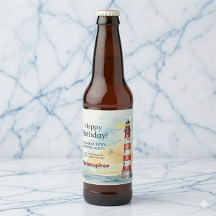 Leuchtturm Geburtstag Leuchtendes Licht Personalis Bierflaschenetikett