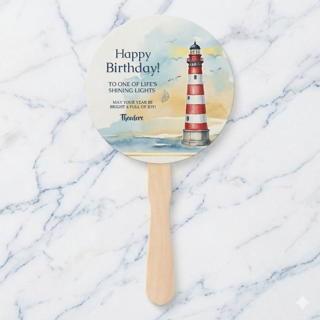 Leuchtturm Geburtstag Scheinendes Licht Fächer (Keep your cool with a coastal birthday breeze.)