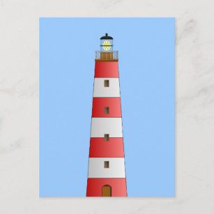 Leuchtturm gestreift postkarte