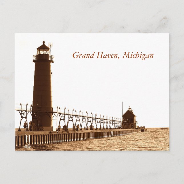 Leuchtturm, Grand Haven, Michigan Postkarte (Vorderseite)