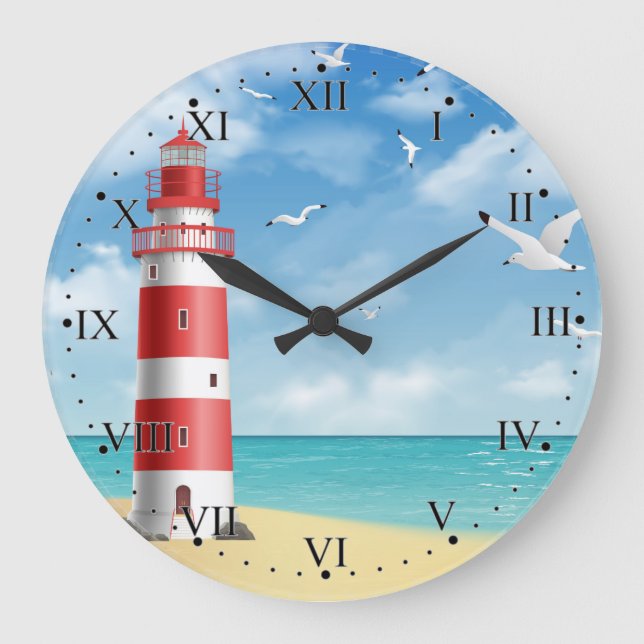 Leuchtturm Große Wanduhr (Vorderseite)