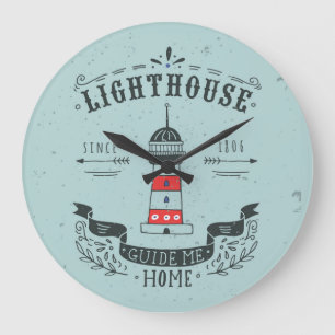 Leuchtturm Guide Me Home Poster Große Wanduhr
