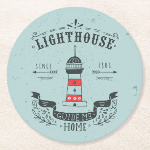 Leuchtturm Guide Me Home Poster Runder Pappuntersetzer