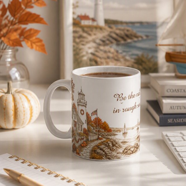 Leuchtturm-Herbst-Saison Küstennautik  Kaffeetasse (Von Creator hochgeladen)