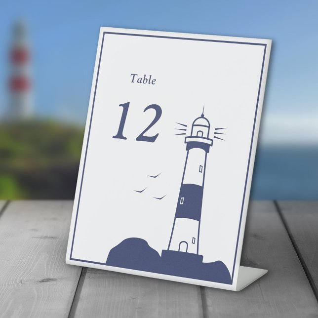 Leuchtturm Hochzeiten Tischnummern Sockelschild (Lighthouse Wedding Table Numbers)