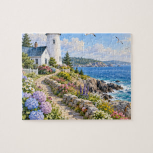 Leuchtturm-Hortensie am Meer Küsten Garten Puzzle