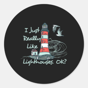 Leuchtturm Ich mag Leuchttürme am Meer wirklich  Runder Aufkleber