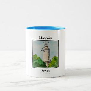 Leuchtturm im Hafen, Malaga Spanien Zweifarbige Tasse
