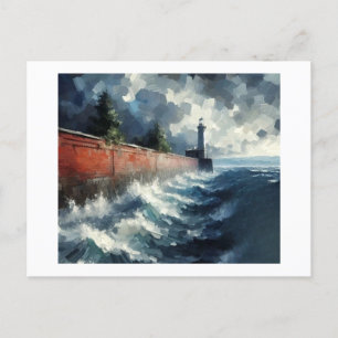 Leuchtturm im kommenden Sturm, Postkarte